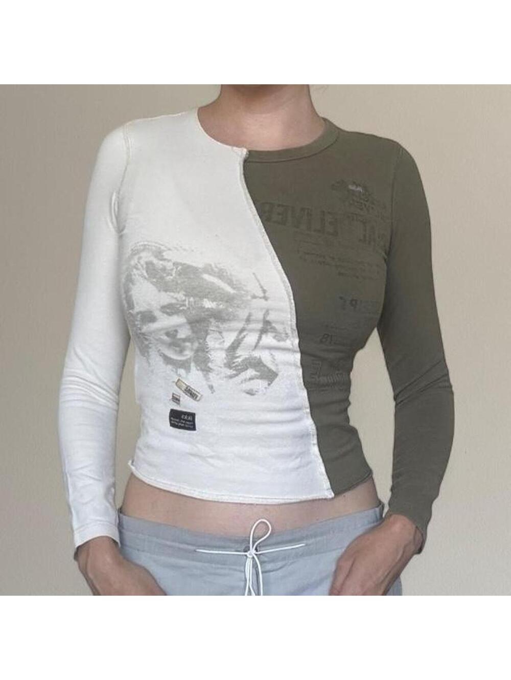 Vintage IKKS two-tone long sleeve top